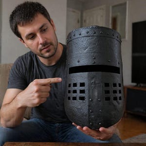 Medieval Black Knight Helmet, Battle Ready 18 Gauge Steel Armor, Dark Knight Helm for Cosplay, LARP, Renaissance Fair