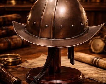 18 Gauge Medieval Spanish Morion Helmet – Steel Replica Spanish Kettle Helmet | Handmade Wearable Armor