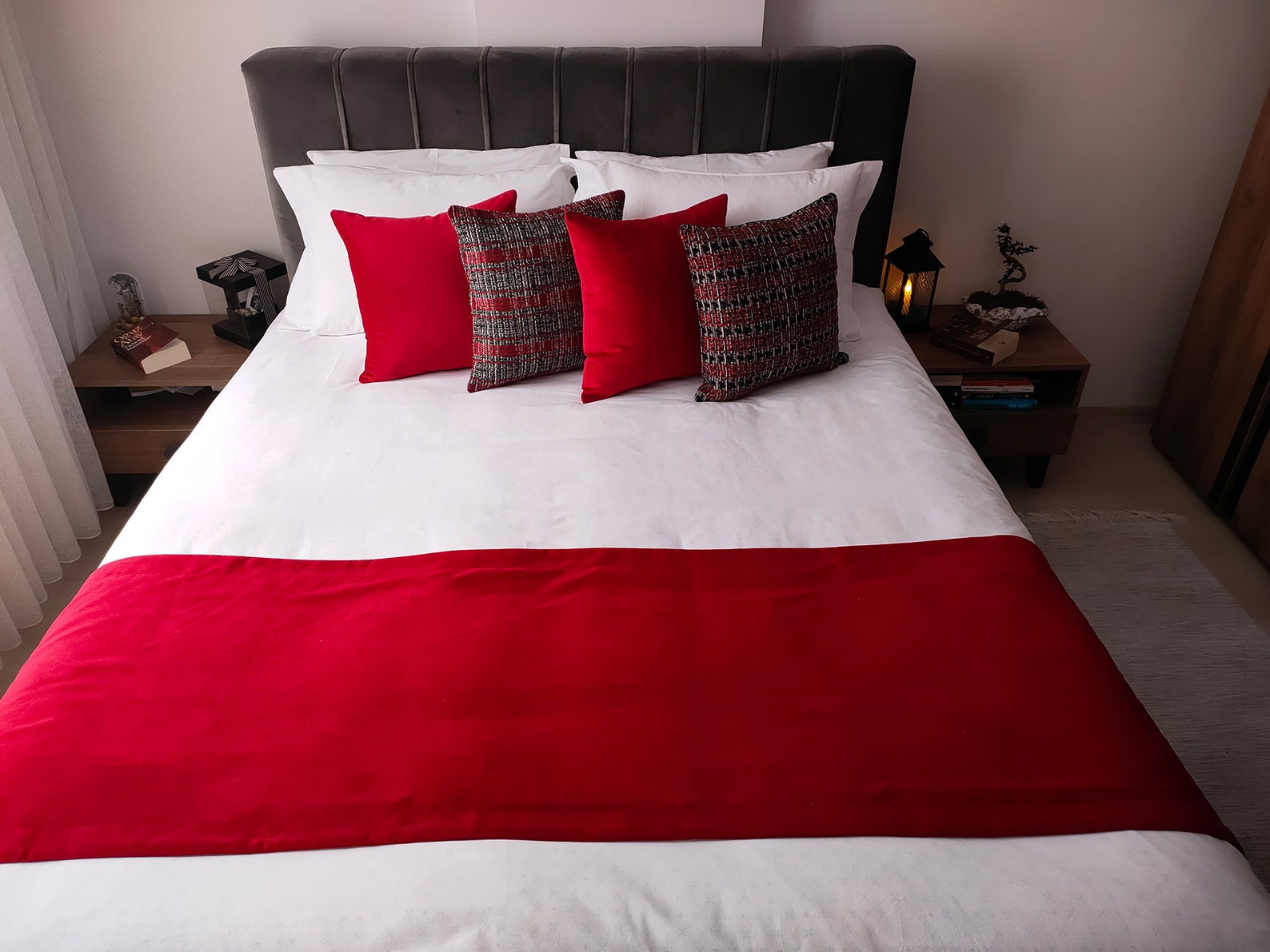 Doublesided Red Velvet Bed Runner Runners Bed Scarf Bed Etsy