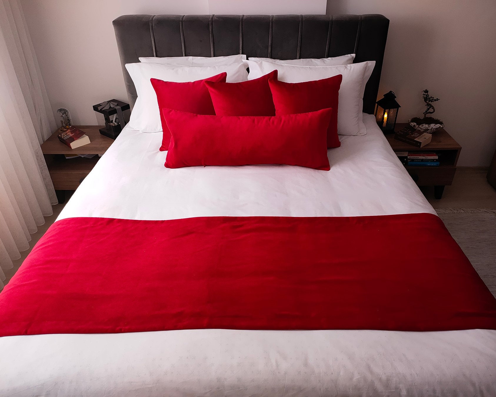 Doublesided Red Velvet Bed Runner Runners Bed Scarf Bed Etsy UK