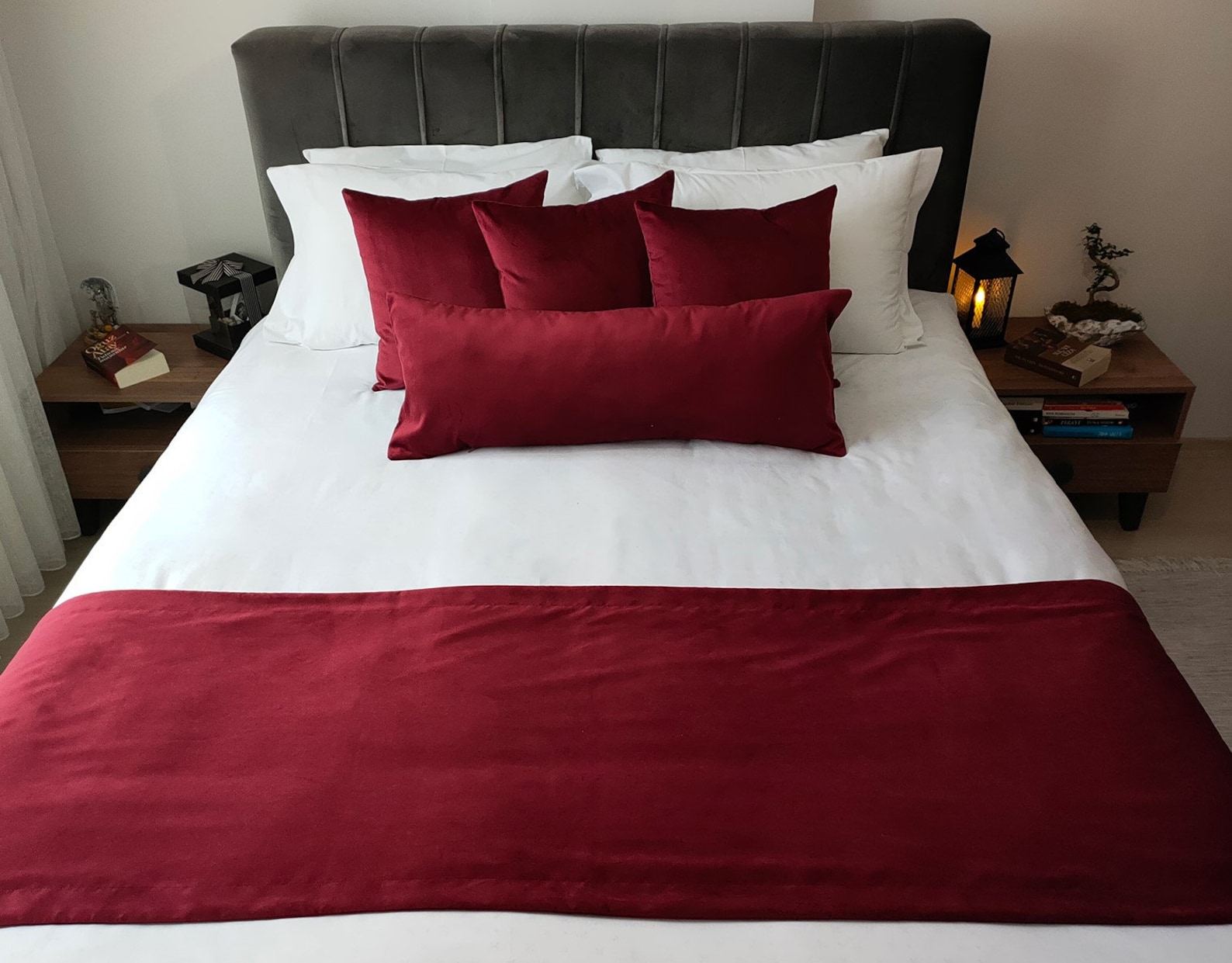 Doublesided Wine Red Velvet Bed Runner Runners Bed Scarf Etsy