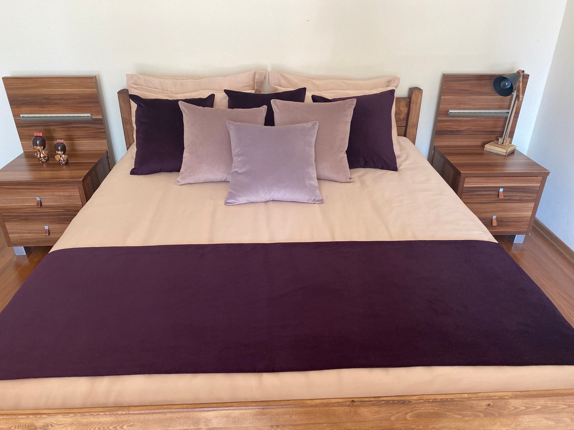 Luxury Velvet Bed Runners, Double-Sided Bed Scarves Bed Cover Protection Bedspreads For Hotel Bedroom, Navy, 45 * 260cm For 2m Bed