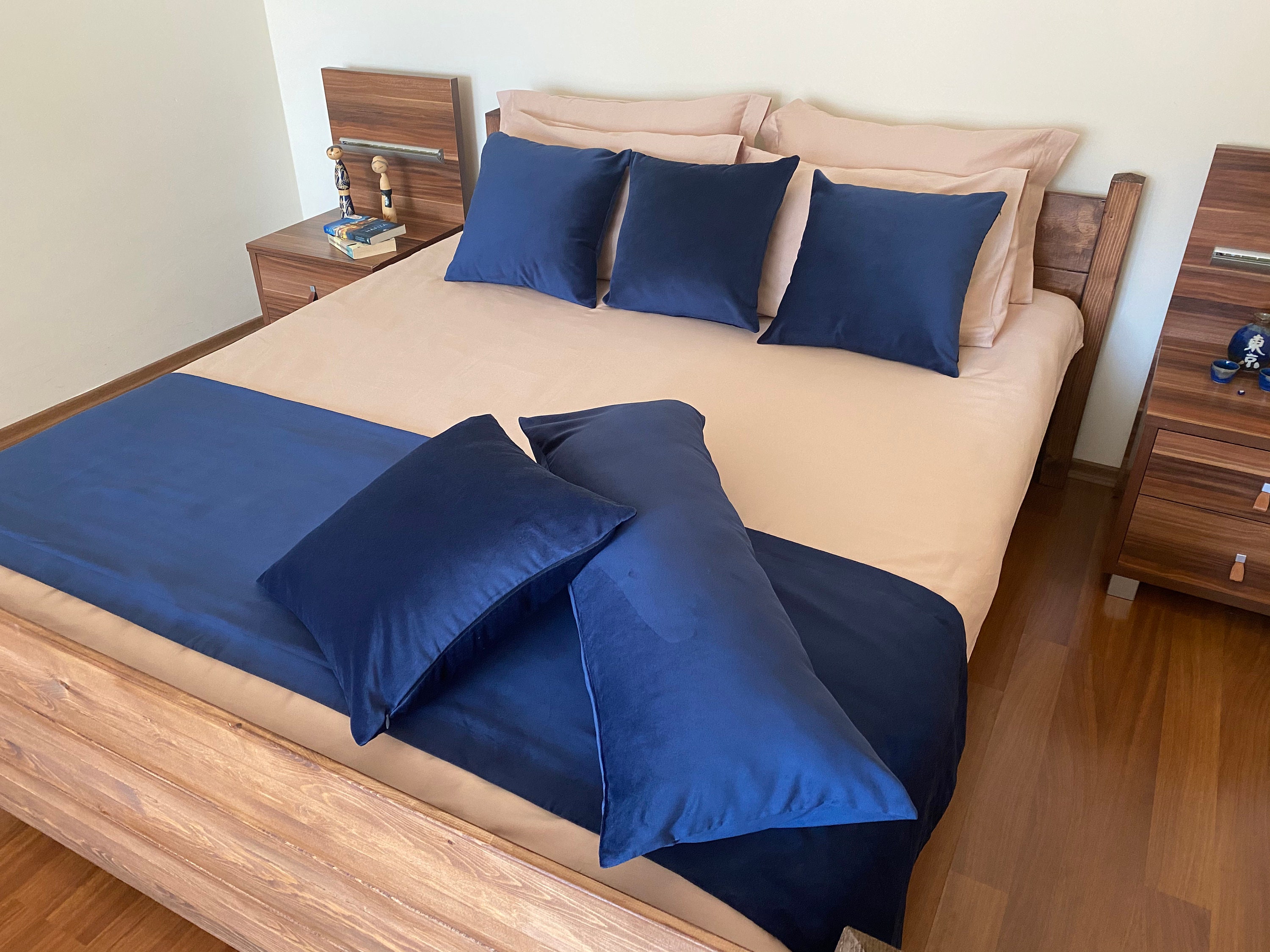 Doublesided Navy Velvet Bed Runner Runners Bed Scarf Bed Etsy UK