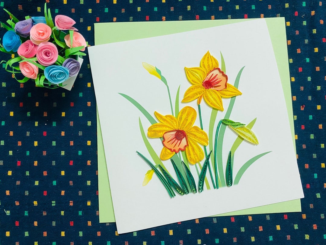 Quilled Daffodil Flower, Happy Saint David's Day, Flower of Wales