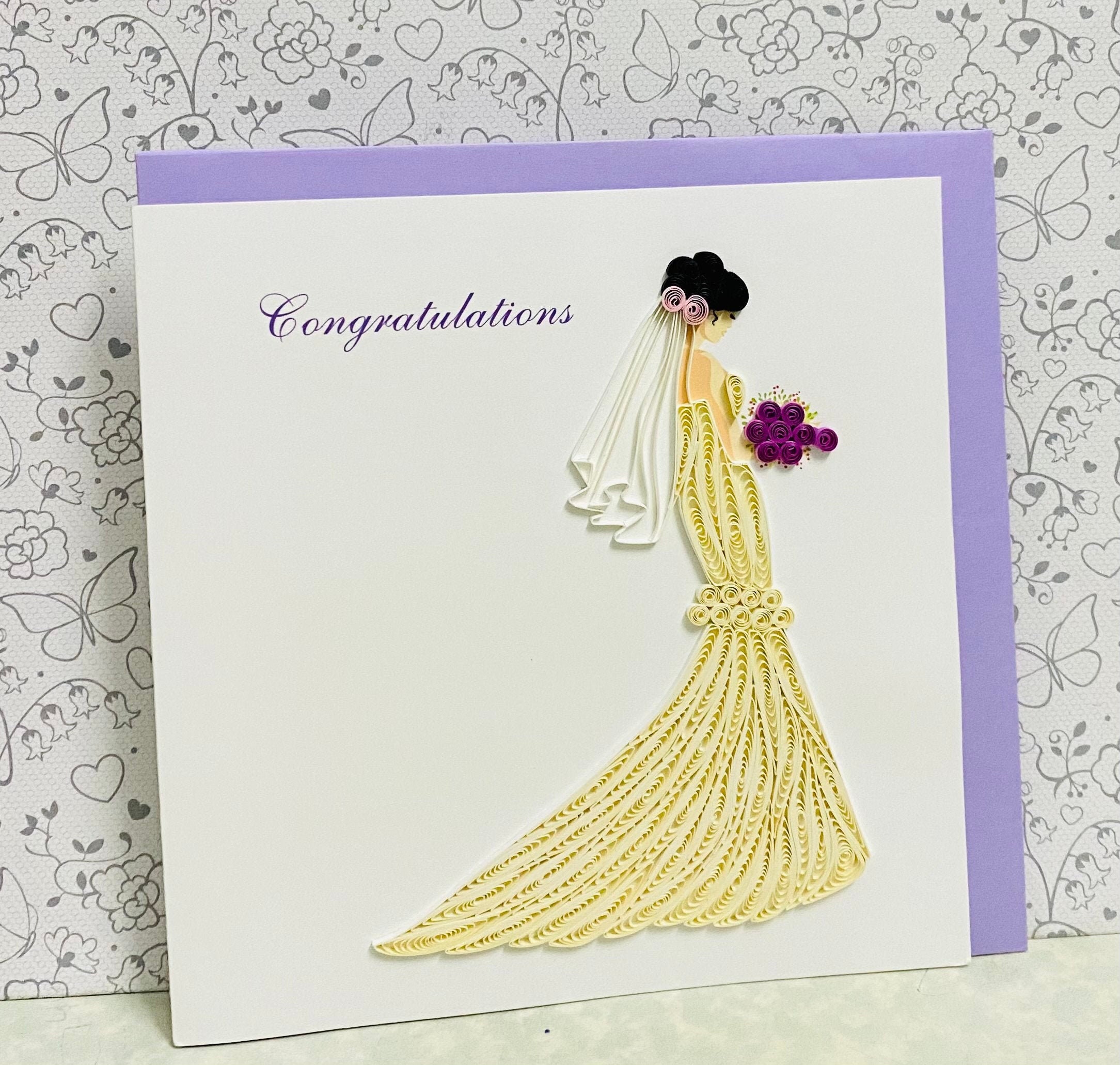 Quilled Wedding Bells Greeting Card