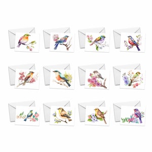 NOTECARDS, Assorted Watercolor Birds Greeting Card Set, Stationery, thank you cards, blank notecard, card assortment, assorted note cards