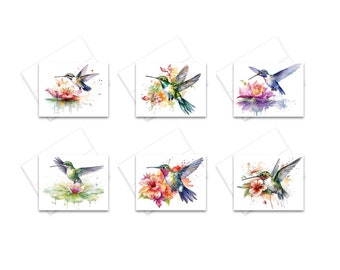 NOTE CARDS, Assorted Hummingbird Greeting Cards, Stationery Set, blank cards, card assortment, Variety set of cards, All occasion cards,