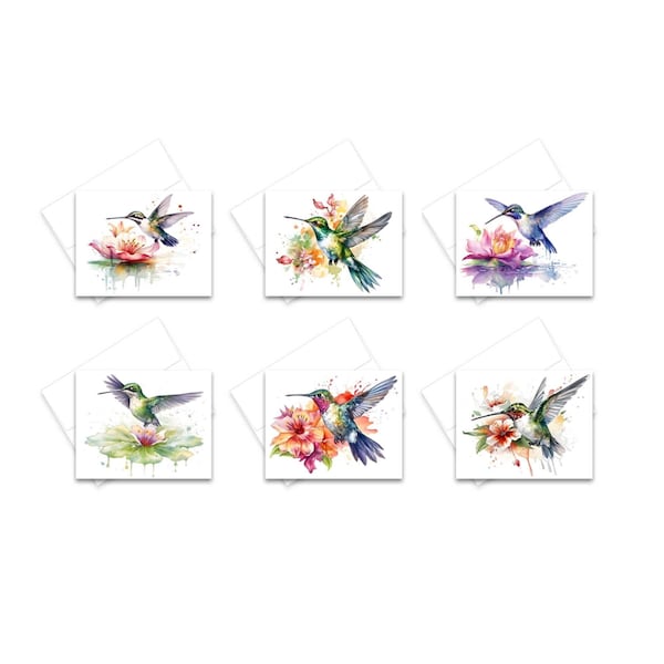 NOTE CARDS, Assorted Hummingbird Greeting Cards, Stationery Set, blank cards, card assortment, Variety set of cards, All occasion cards,