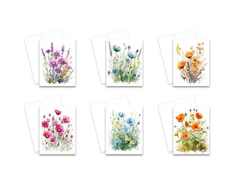 Watercolor Flower Cards, Blank cards with envelopes, Note Card Set, Greeting card set, All occasion notecards, watercolor note cards