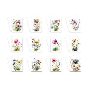 Assorted Cards, Wildflower Note Cards, Blank cards with envelopes, Wild Flower note cards, blank note card set, all occasion greeting card
