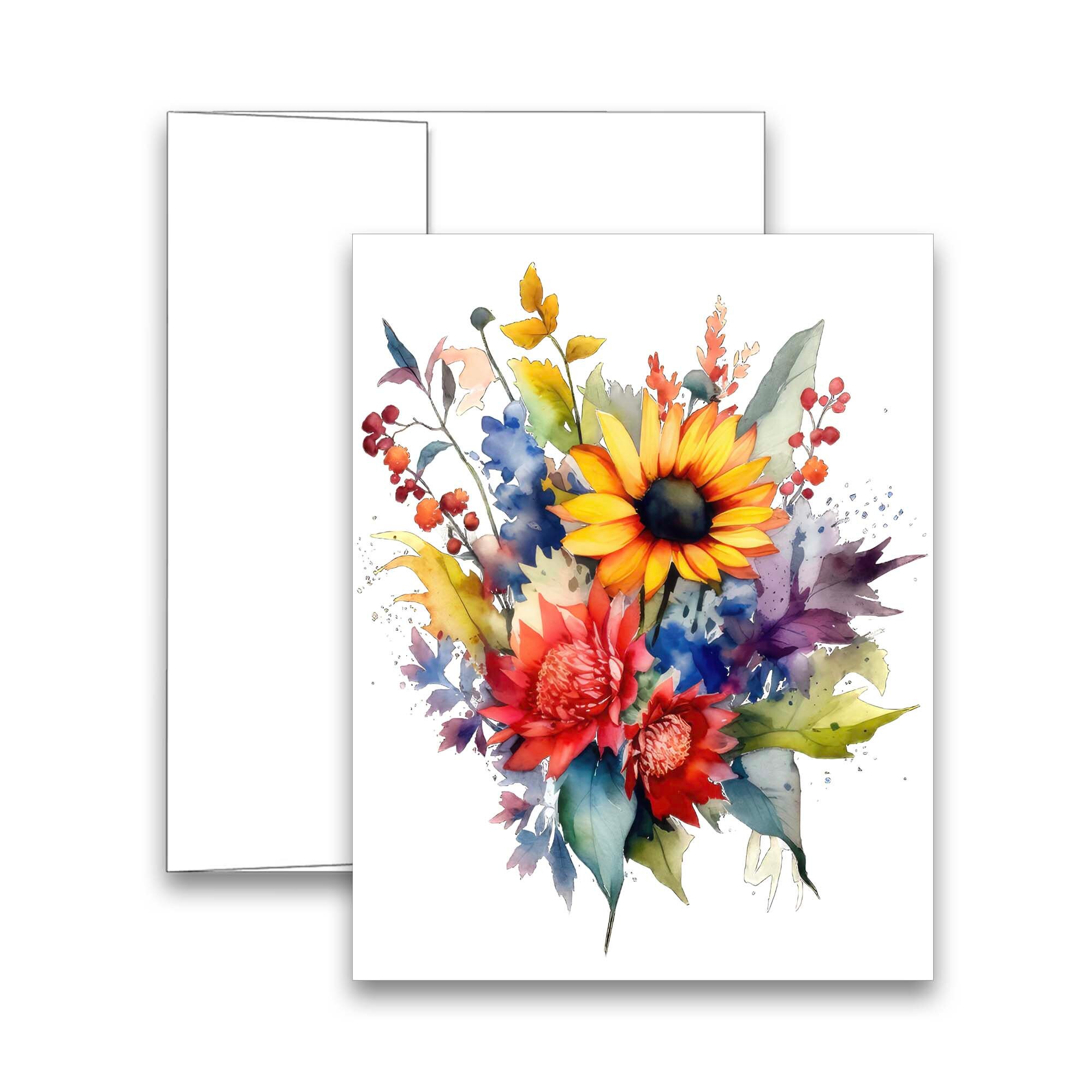 Note Card Set, Watercolor Flower Cards, Greeting Card Set, Blank Cards ...