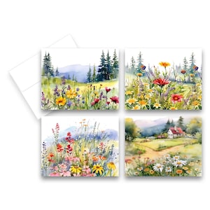 Wildflower Meadow Notecards, Assorted Cards, blank  greeting cards with envelopes, all occasion notecards, note card set, blank card set