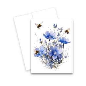 Wild Flower Bee Card, Blank cards with envelope, Wild Flower cards, Notecards with envelopes, all occasion cards, bee cards, blank note card
