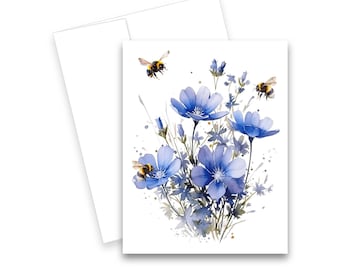 Wildflower Bee Notecards: Blank All Occasion Cards with Envelopes