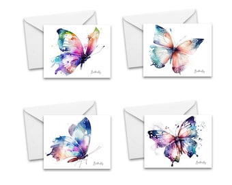 Assorted watercolor Butterfly Greeting Card set, Stationery, Notecards, thank you card, note cards, blank notecard, greeting card assortment