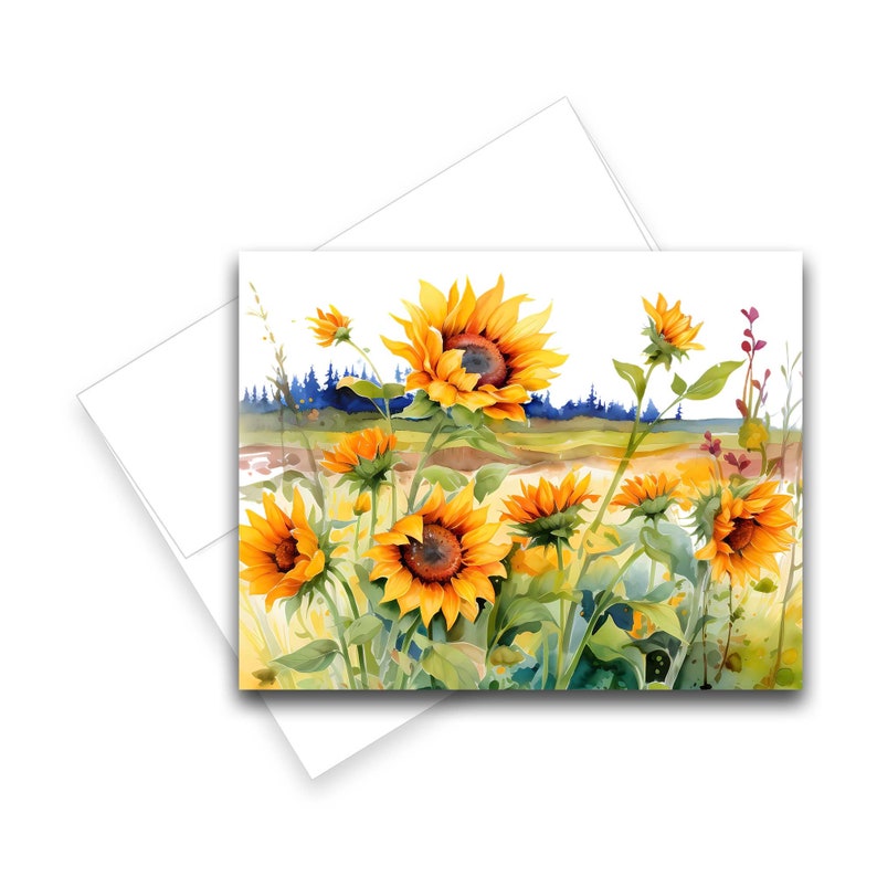 Sunflower Note Card Set, Watercolor Cards, Assorted Cards, Watercolor ...