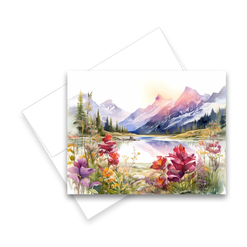 Mountain Landscape Card Set, Watercolor Cards, Assorted Cards ...