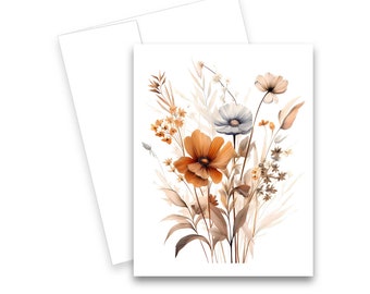 Simple Floral Card, Set of blank note cards, floral note card, all occasion note cards,  greeting card set, wild flower card, blank notecard