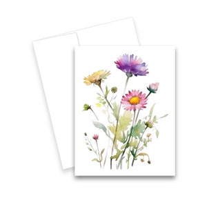 Wildflower Card, Blank note card set, Greeting card set, cards with envelopes, flower notecards, all occasion cards, watercolor notecard