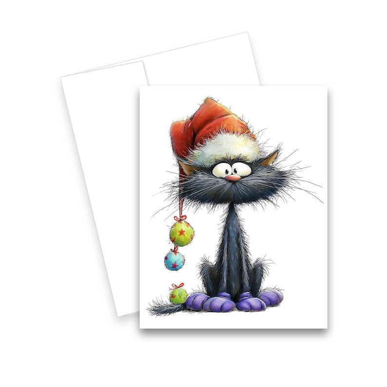 Funny Cat Christmas Greeting Cards, Note Card Set, Christmas Cards ...