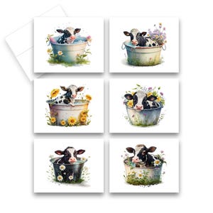 Assorted Greeting Cards, Cute Cow Cards, Stationery cards, Cute animal cards, blank notecard, card assortment, all occasion card, note cards