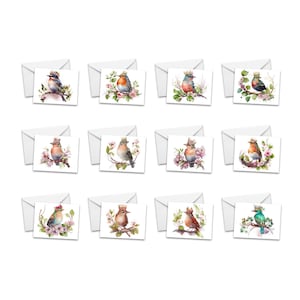 Assorted Cards, Watercolor Bird Cards, Set of blank note cards, just because card, watercolor notecard, all occasion card, folded stationery