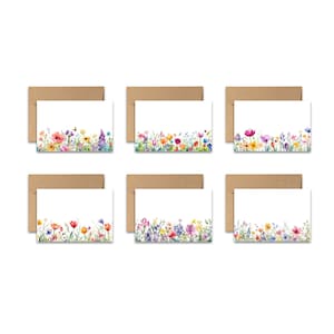 Flat Card Set of 12, Wild Flower Cards, Assorted Cards, Blank notecards, watercolor notecard, all occasion note cards, note card set
