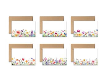Flat Card Set of 12, Wild Flower Cards, Assorted Cards, Blank notecards, watercolor notecard, all occasion note cards, note card set