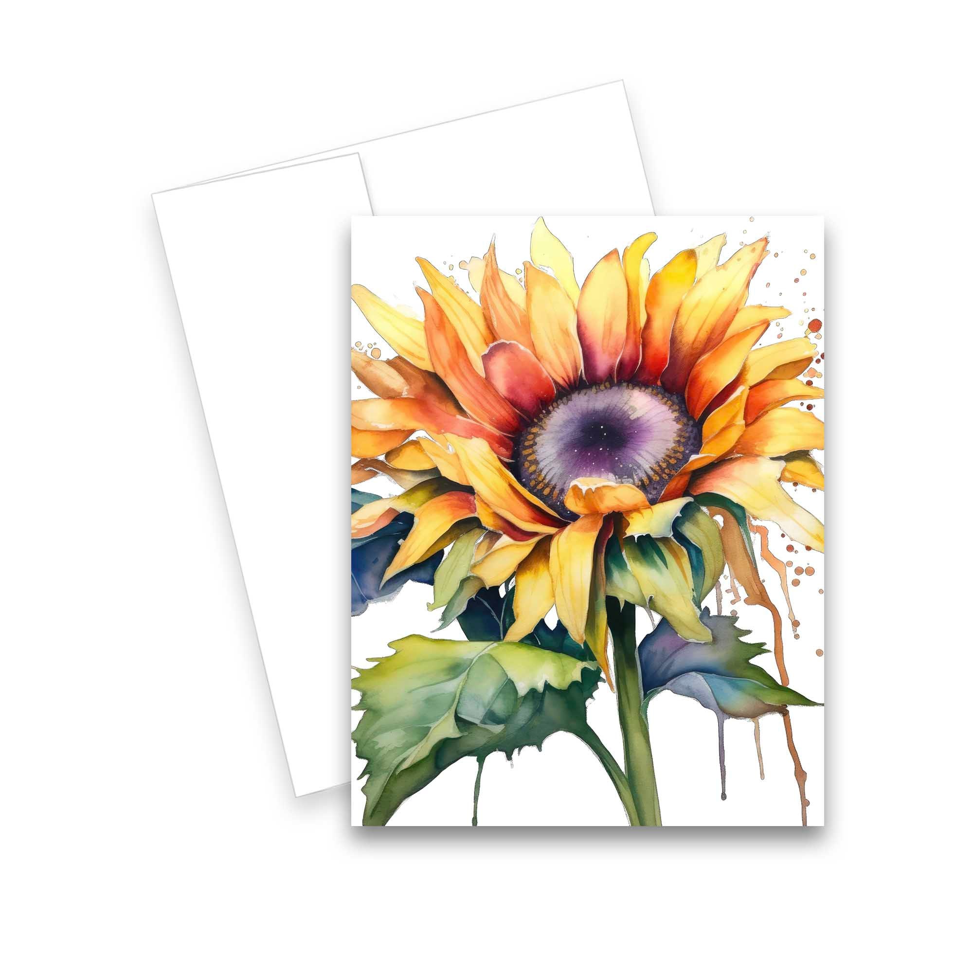 Sunflower Note Card Set, Watercolor Cards, Assorted Cards, Watercolor ...
