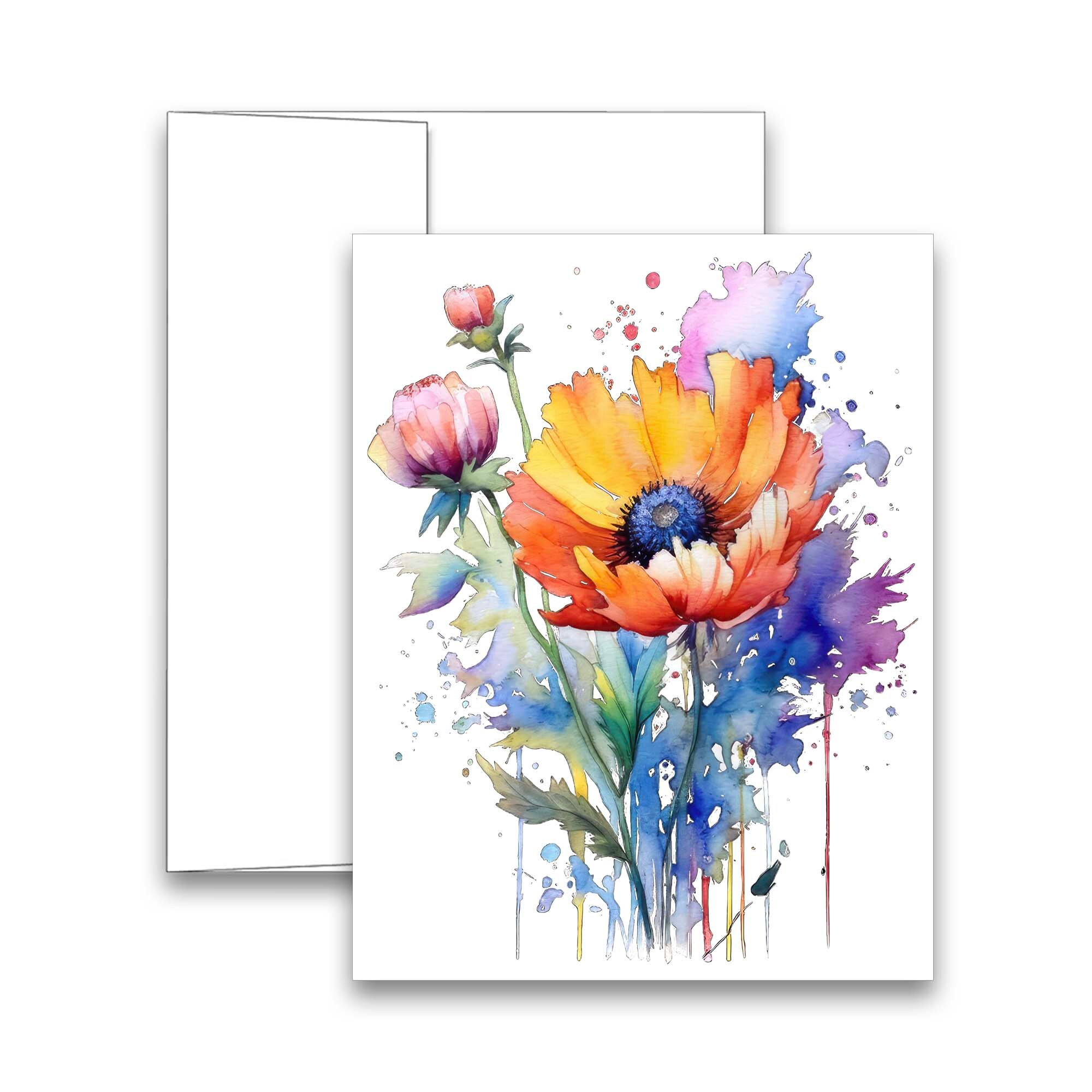 Note Card Set, Watercolor Flower Cards, Greeting Card Set, Blank Cards ...