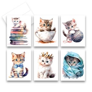 Note Card Set, Assorted Kitten Greeting Cards, Stationery cards, Cat cards, blank notecard, Assorted cards, Set of Greeting Cards, cat lover