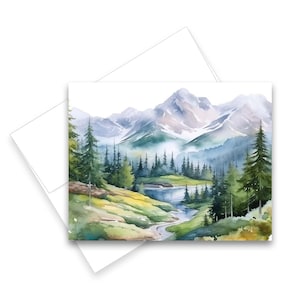 Watercolor Mountain Cards, Assorted Cards with Envelopes All Occasion, Blank Art note cards with envelopes, Watercolor Cards with Envelopes Bild 3
