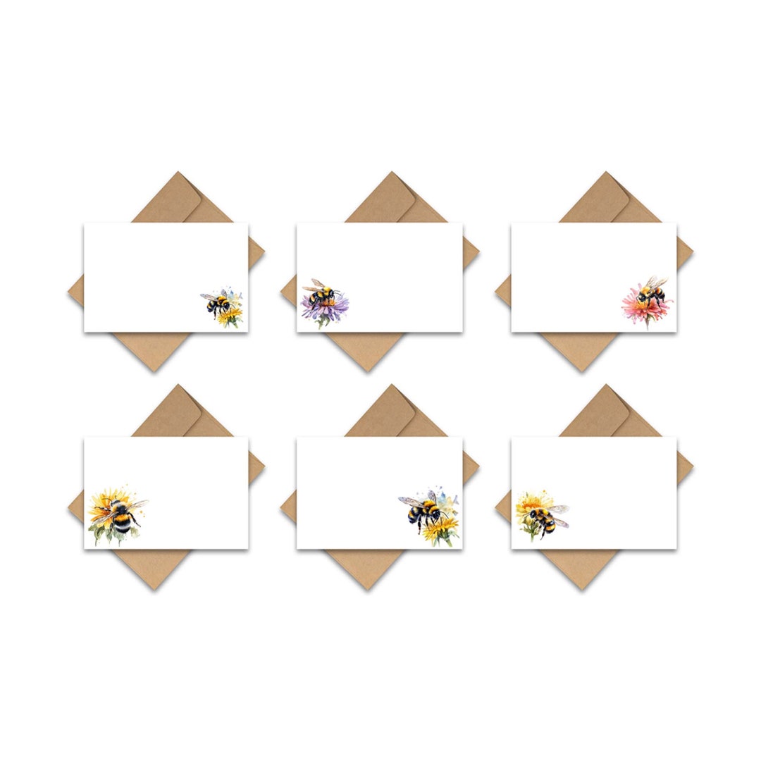 Honey Bee Note Cards, Assorted FLAT NOTECARD, Set of Blank Cards