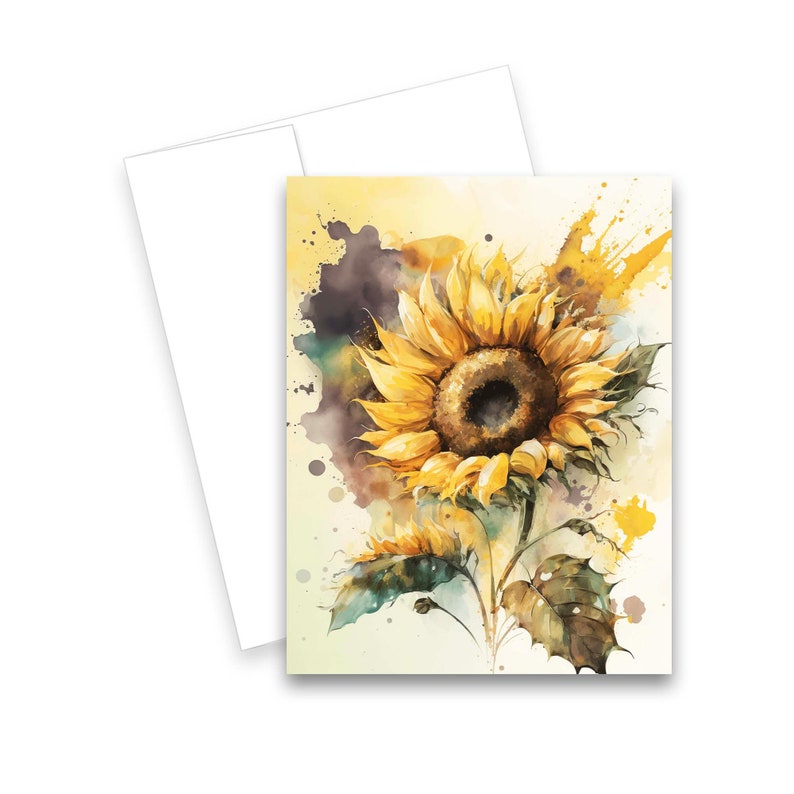 Watercolor Sunflower Note Card Set, Assorted Cards, Watercolor Note ...