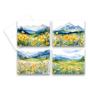 Assorted Wildflower Mountain Greeting Card set, thank you card, blank notecard, greeting card assortment, blank notecards with envelopes