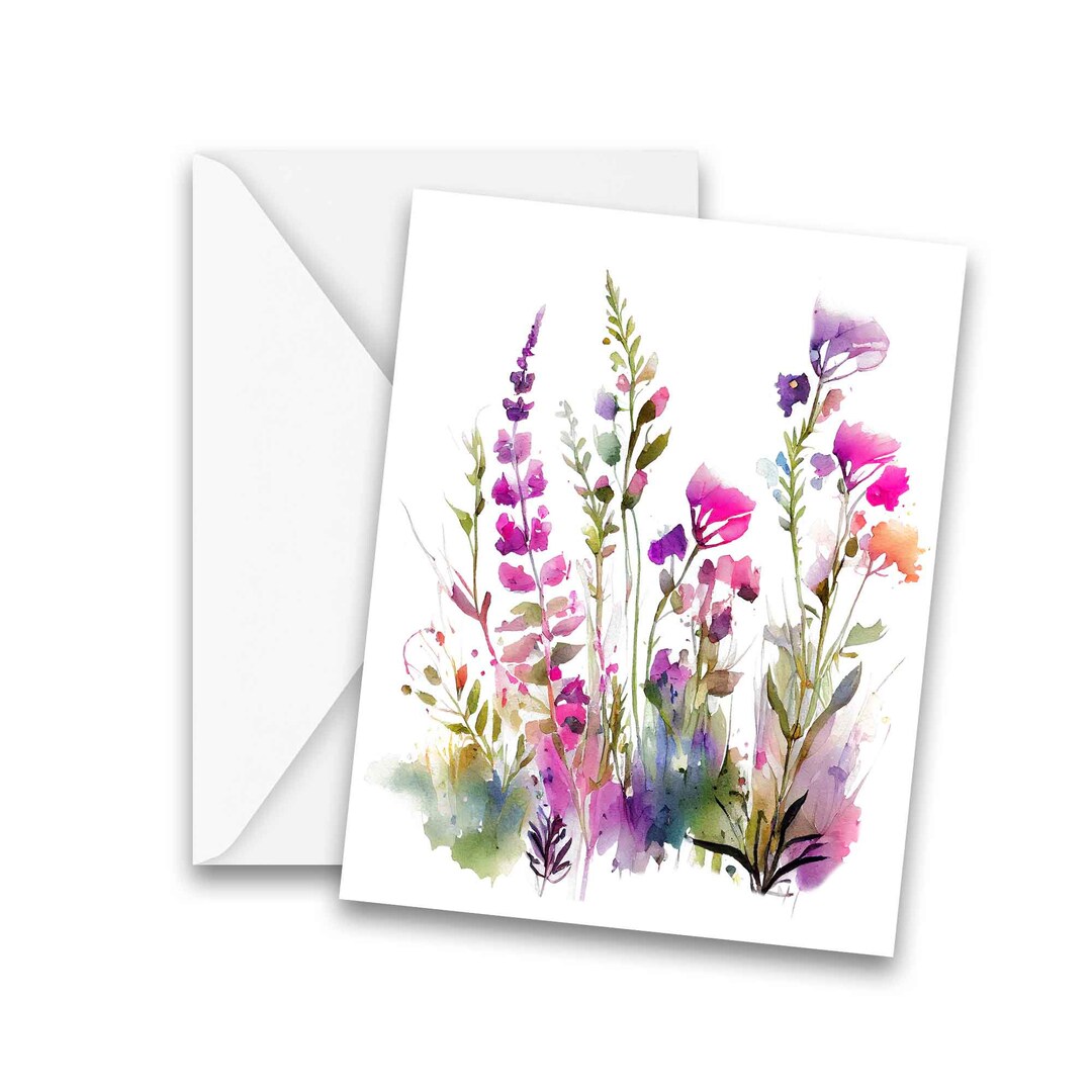 Watercolor Wild Flower Cards, Set of Blank Note Cards, All Occasion ...