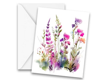 Watercolor Wild Flower Cards, set of blank note cards, all occasion greeting cards, floral greeting card, floral note cards, sympathy card