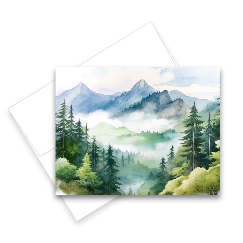 Watercolor Mountain Cards, Assorted Cards with Envelopes All Occasion, Blank Art note cards with envelopes, Watercolor Cards with Envelopes Bild 4