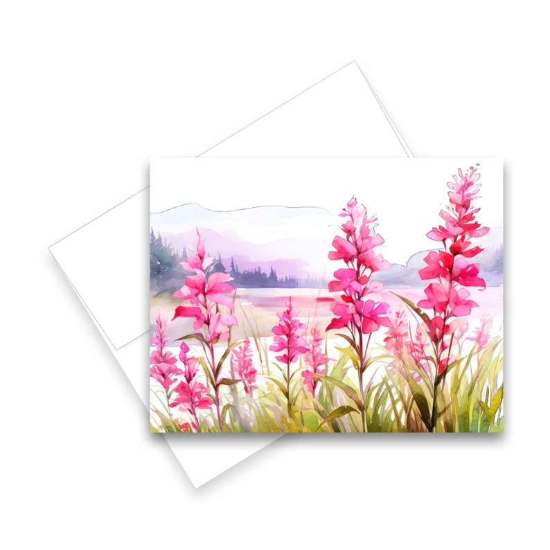 Pink Wildflower Notecards, Note Card Pack, Watercolor Note Cards, Set ...