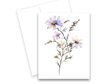 Blank Note Card, Wildflower Note Cards, set of blank note card, Notecards with envelopes, all occasion card, simple flower card, floral card