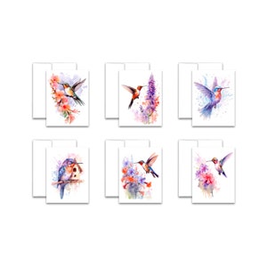 Watercolor Bird Cards, Hummingbird Cards, Assorted Cards, Set of blank note cards, Just because card, all occasion cards, cute bird cards