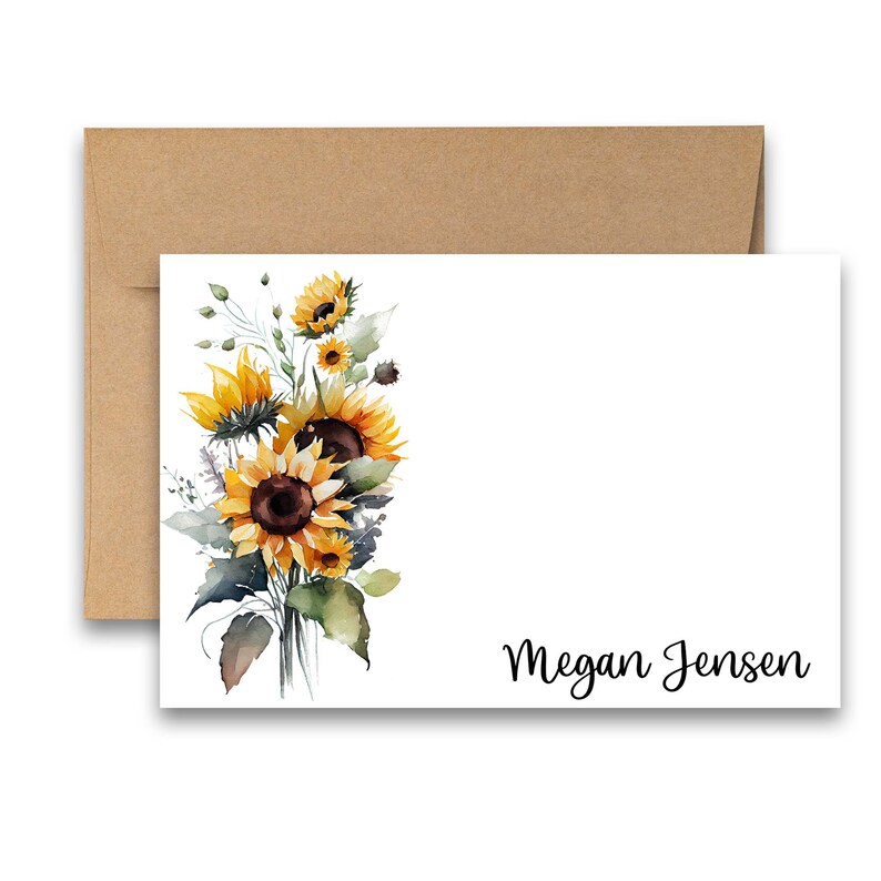 Personalized Note Cards, 4x6 Assorted Cards, Set of 12, Sunflower Card ...