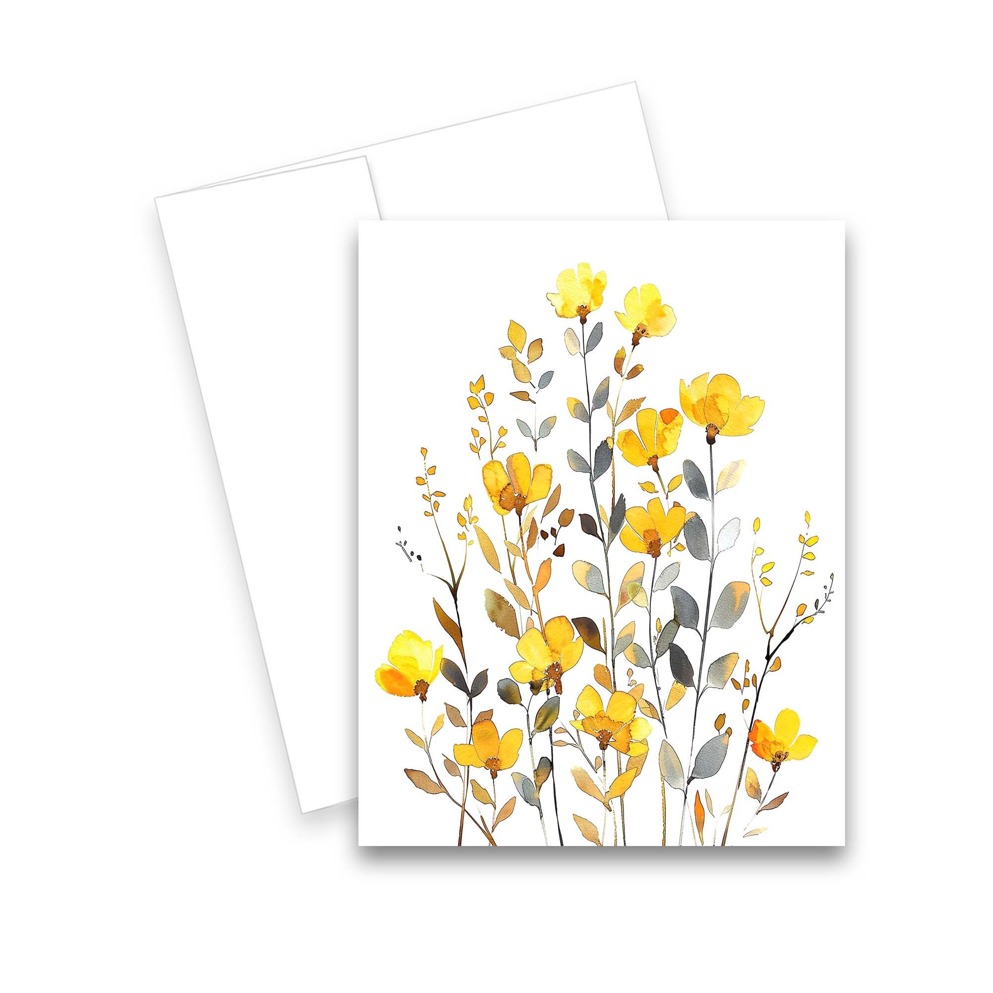 Yellow Spring Wildflower Cards, Notecard Assortment, Watercolor ...