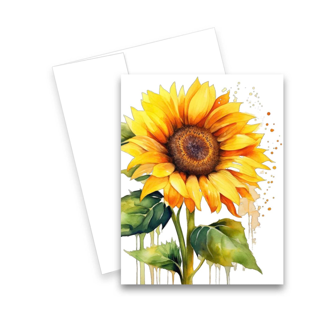 Sunflower Card, Blank Note Card Set, Greeting Card Set, Notecard Set ...