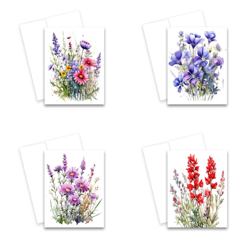 Assorted Cards, Wildflower Note Cards, Blank Cards With Envelopes, Watercolor Note Cards, Cute