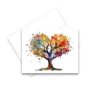 Heart Tree card set, blank note card set, all occasion cards, watercolor notecard, just because card, greeting card set, blank notecards