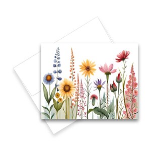 Wildflower Card, Set of blank note cards, all occasion cards, greeting card, watercolor note card, floral notecard, notecards with envelopes