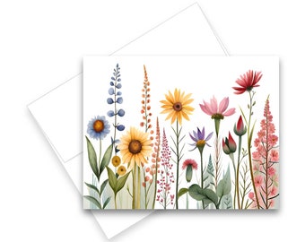 Wildflower Card, Set of blank note cards, all occasion cards, greeting card, watercolor note card, floral notecard, notecards with envelopes