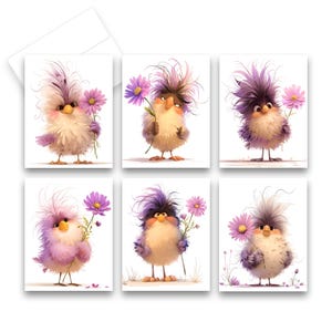 Cute Bird Notecards, Floral watercolor cards, Blank Cards with Envelopes, flowers on a card, thank you card