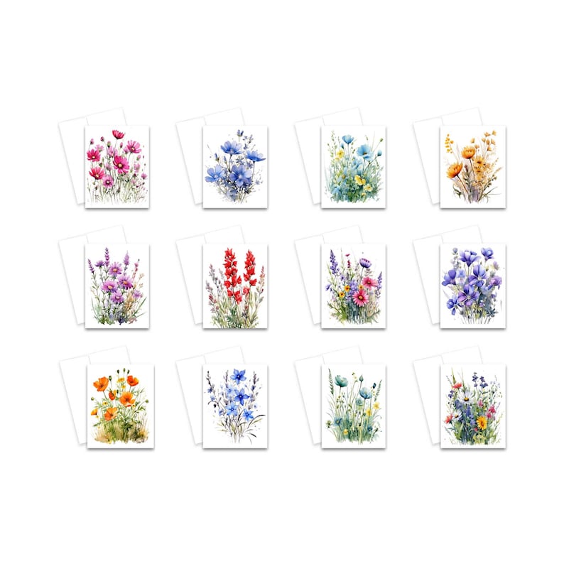 Assorted Cards, Wildflower Note Cards, Blank Cards With Envelopes, Watercolor Note Cards, Cute